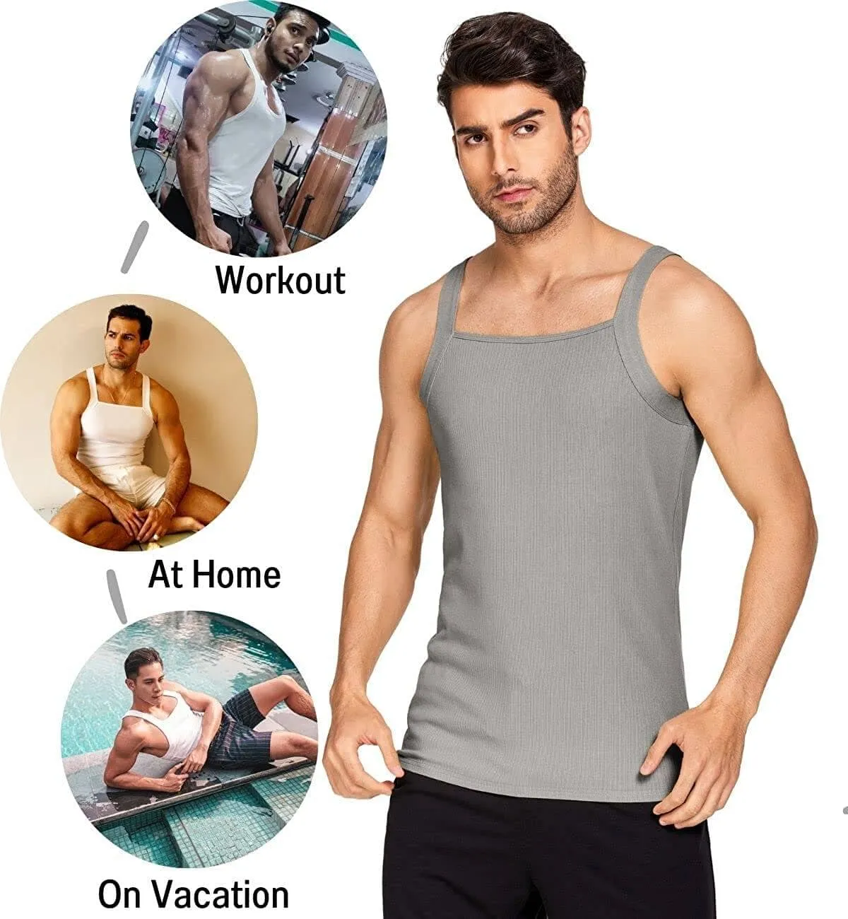 2 Pack Tank Tops Cotton Workout Undershirts (US Only)