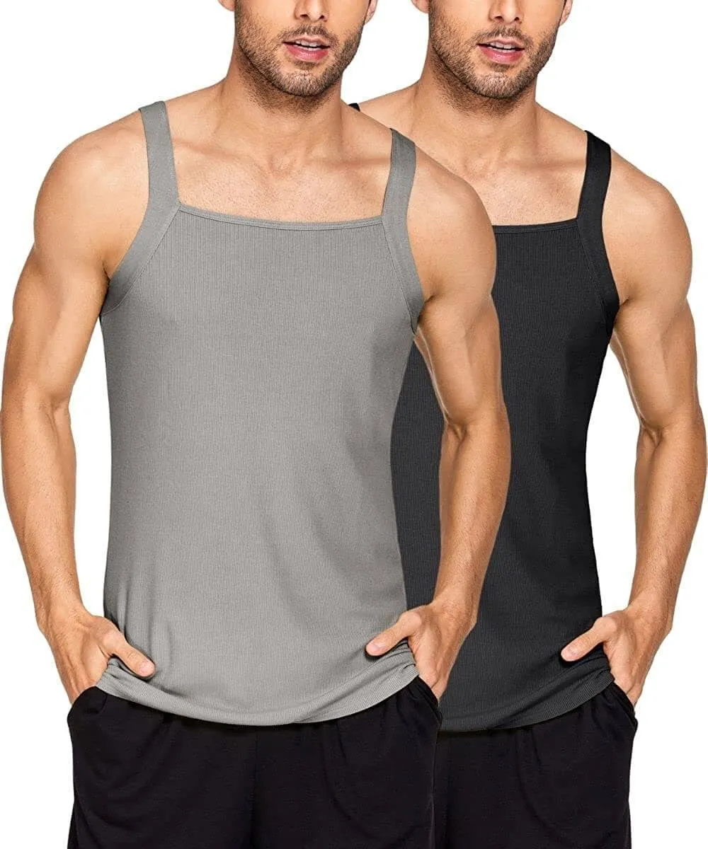 2 Pack Tank Tops Cotton Workout Undershirts (US Only)