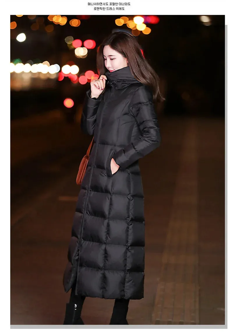 2023 Women's Winter Cold Coats Long Parkas Warm Down Basic Jacket Fashion Cotton Padded Outwear Female Hooded Windproof Overcoat