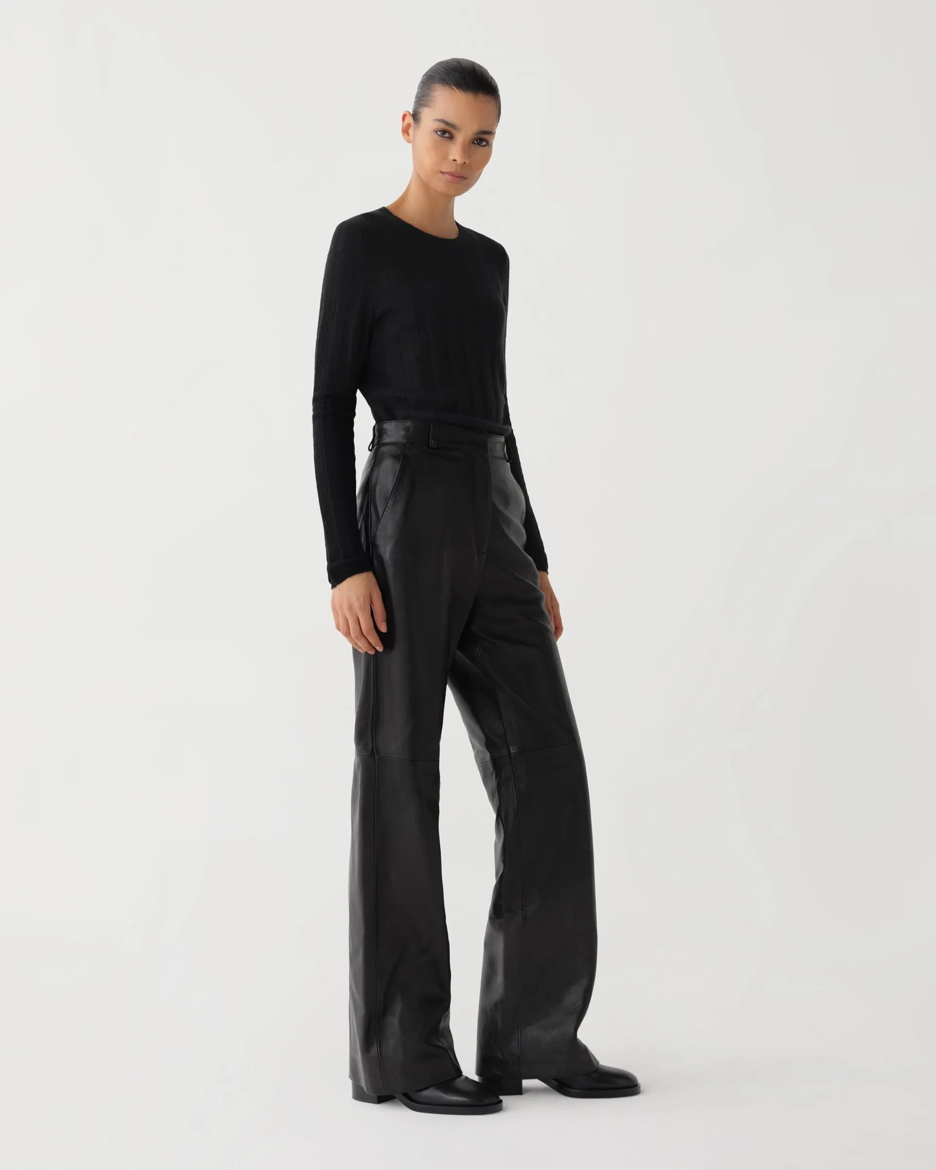 Audrey Trousers in Leather, Black