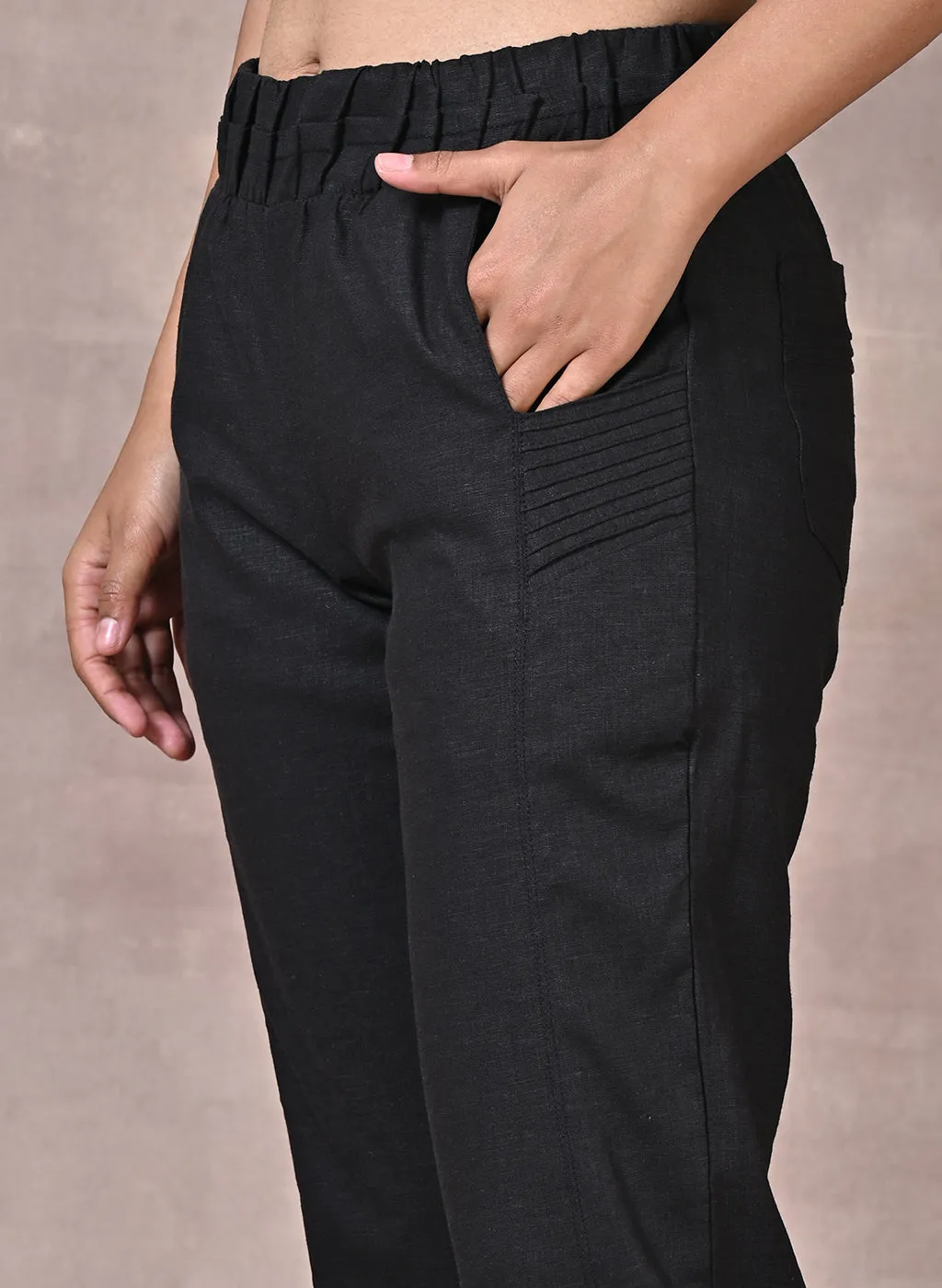 Ayeza Black Green Classic Fit Pants for Women