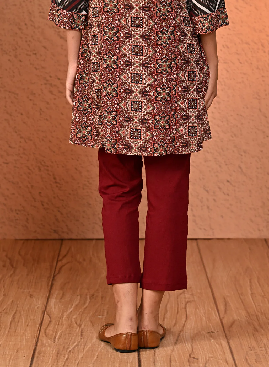 Ayeza Maroon Classic Fit Pants for Women