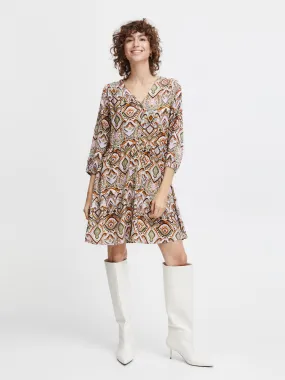 B Young ByMMJoella V Neck Dress Aloe Boho Mix