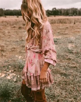 Boho Mama ruffle floral print dress