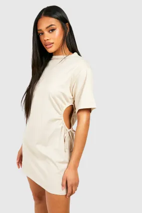 Boohoo Cotton Cutout T-Shirt Mini Dress, Gray