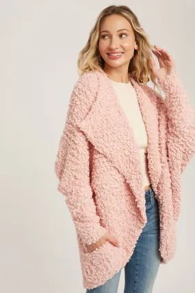 Bouclé Comfy Cocoon Cardigan - Dusty Pink