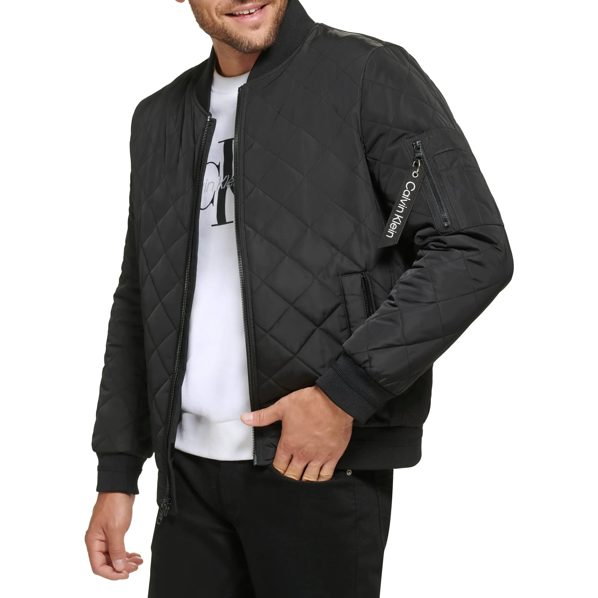 Calvin Klein Men's Flight Jacket, Black, X-Large