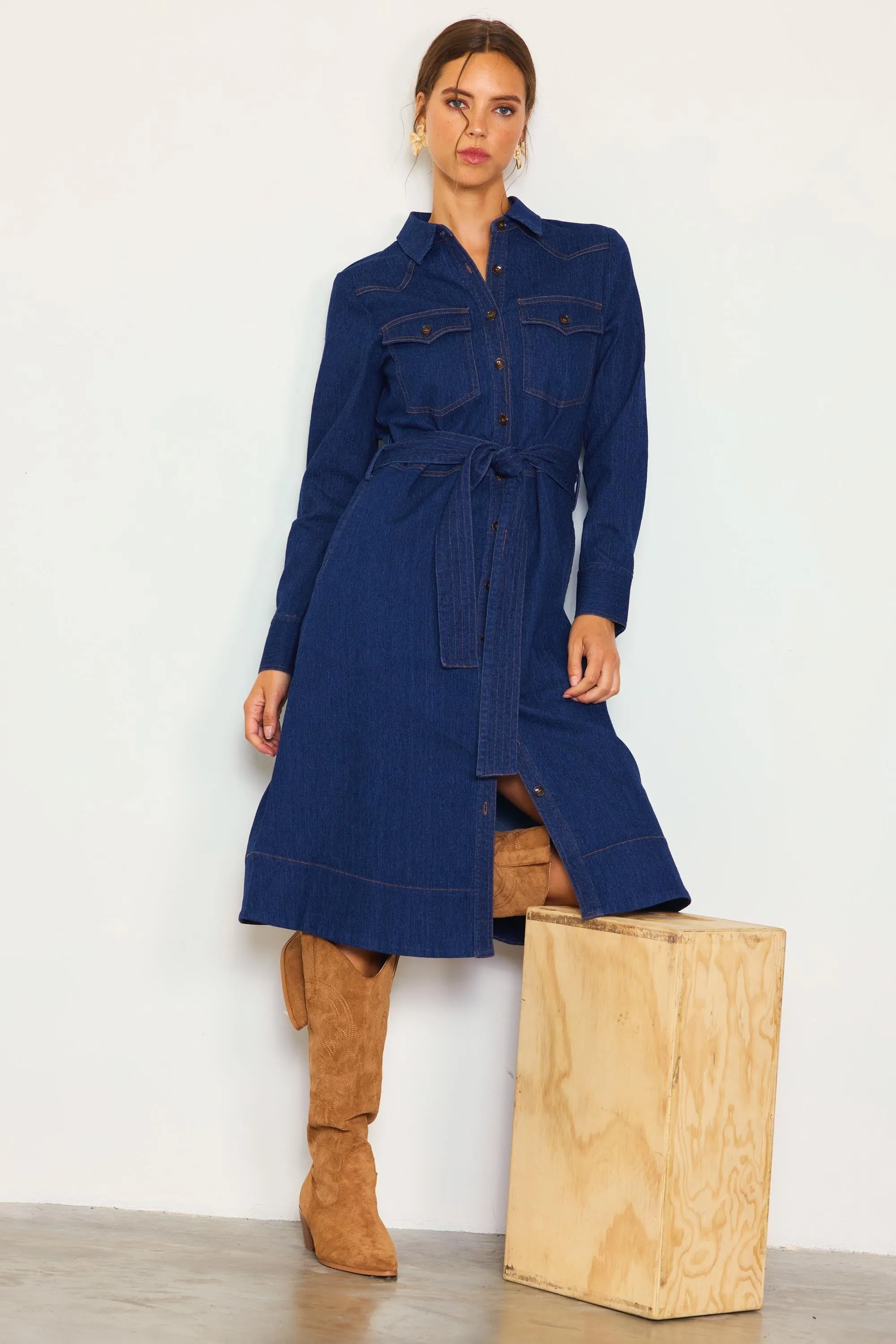 Cassie LONG SLEEVE DENIM SHIRT DRESS