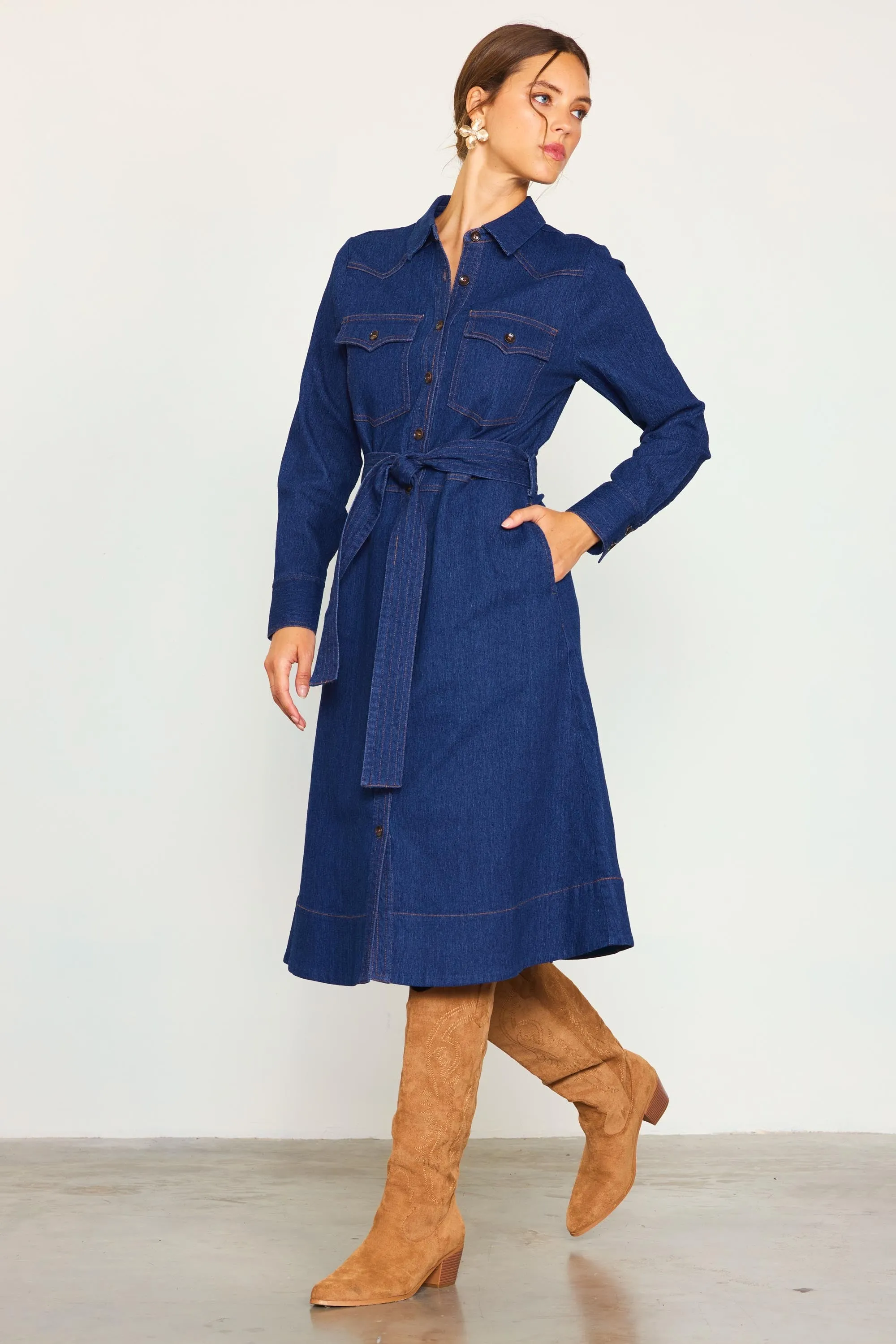 Cassie LONG SLEEVE DENIM SHIRT DRESS