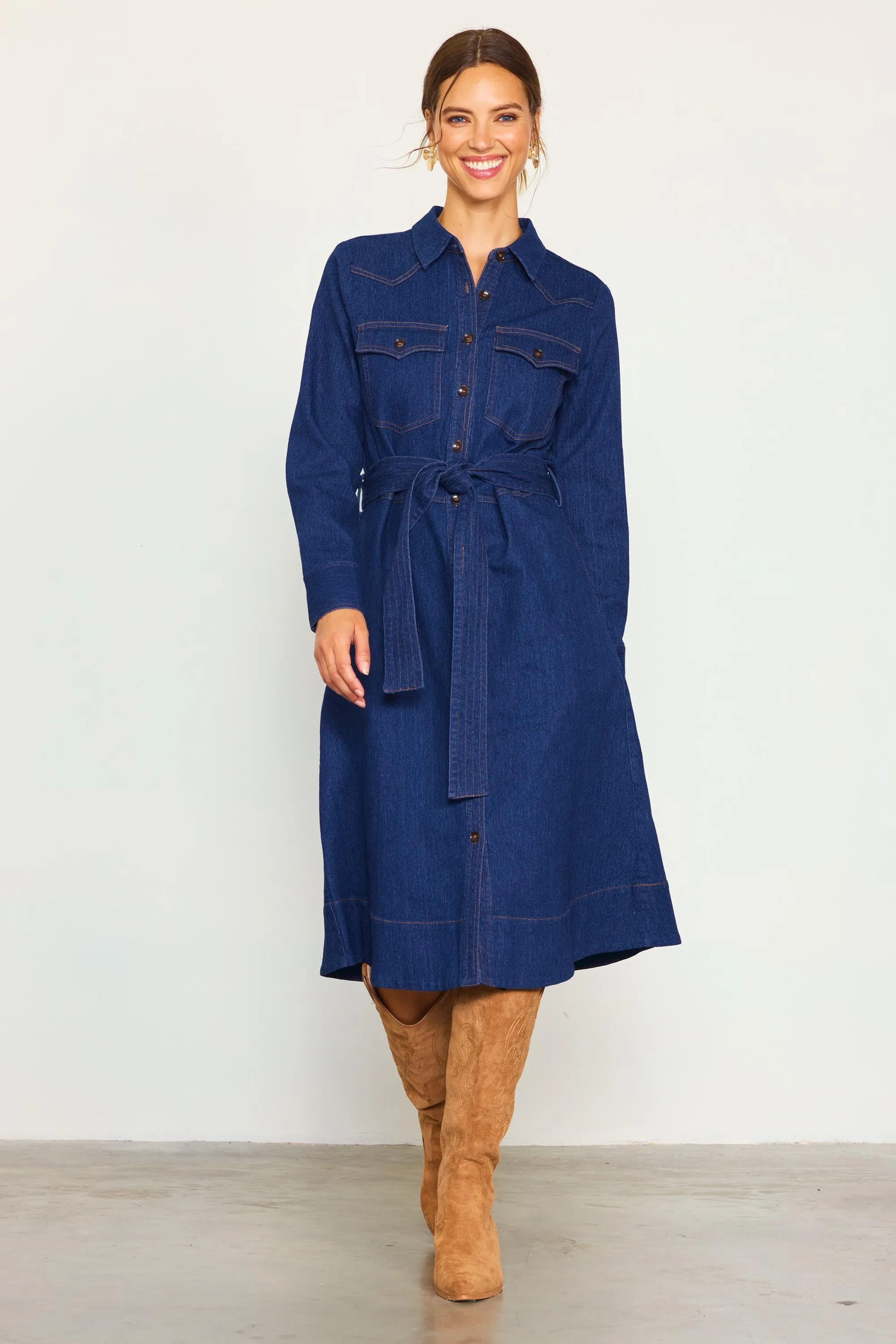 Cassie LONG SLEEVE DENIM SHIRT DRESS