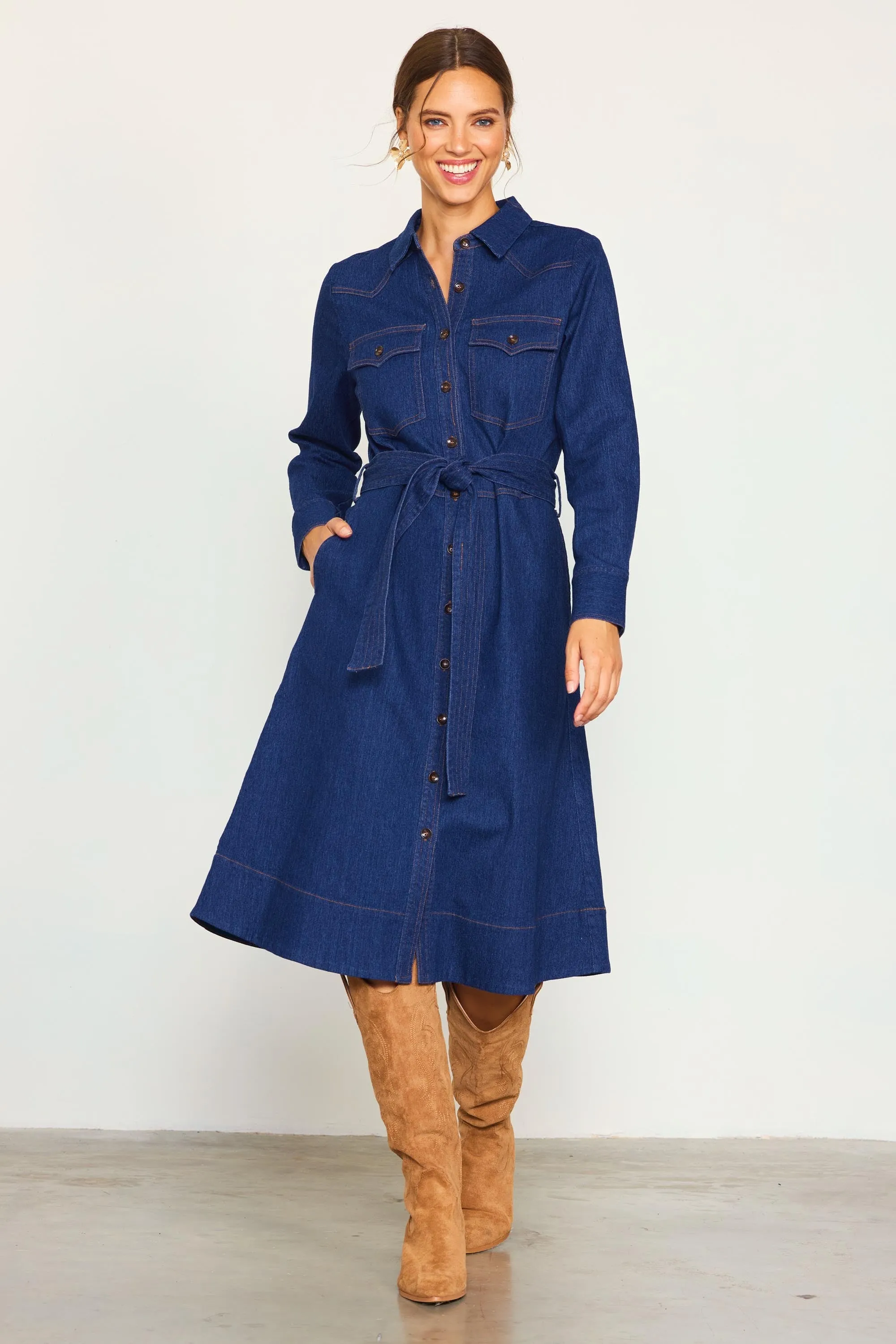 Cassie LONG SLEEVE DENIM SHIRT DRESS