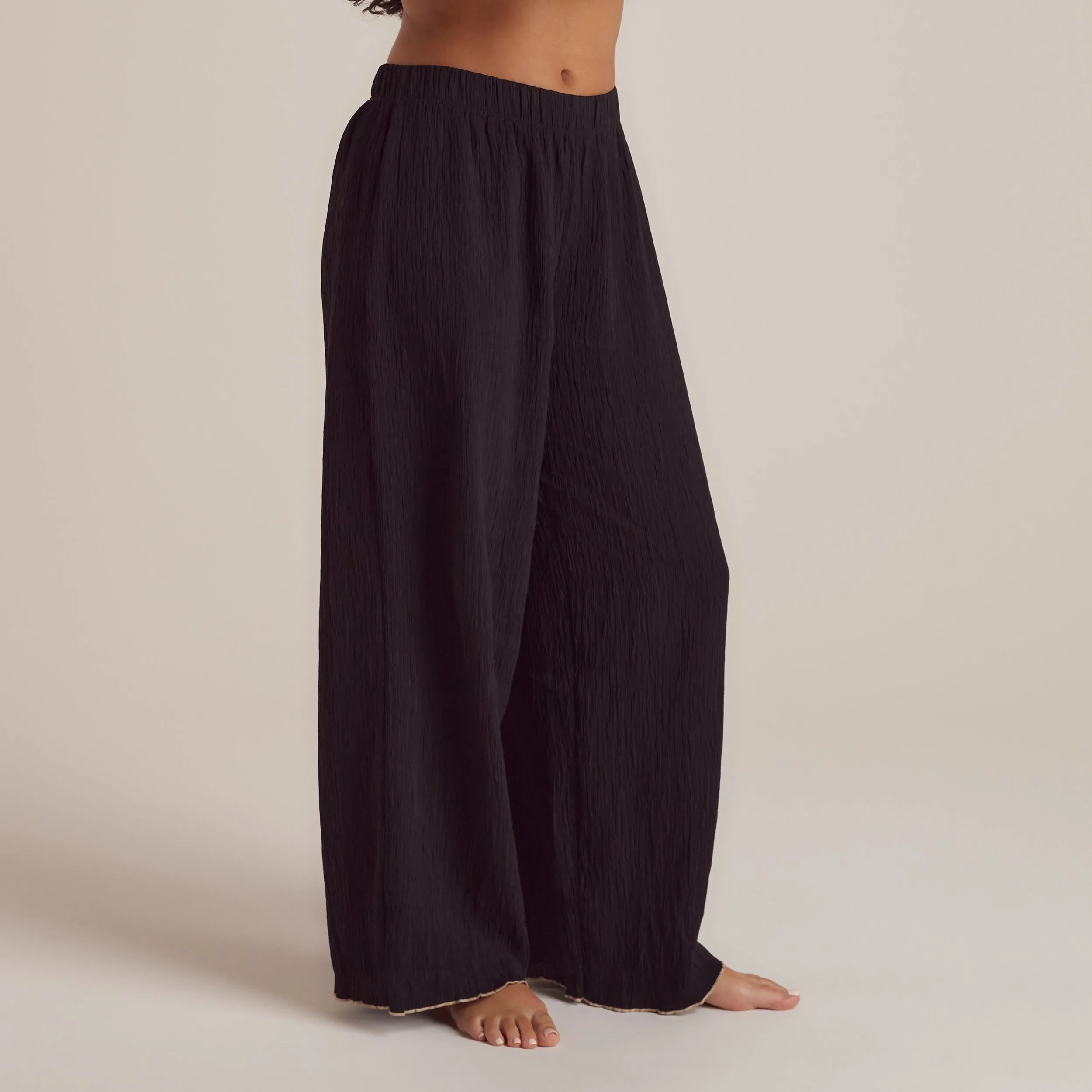 Crinkle Pyjama Bottoms - Black