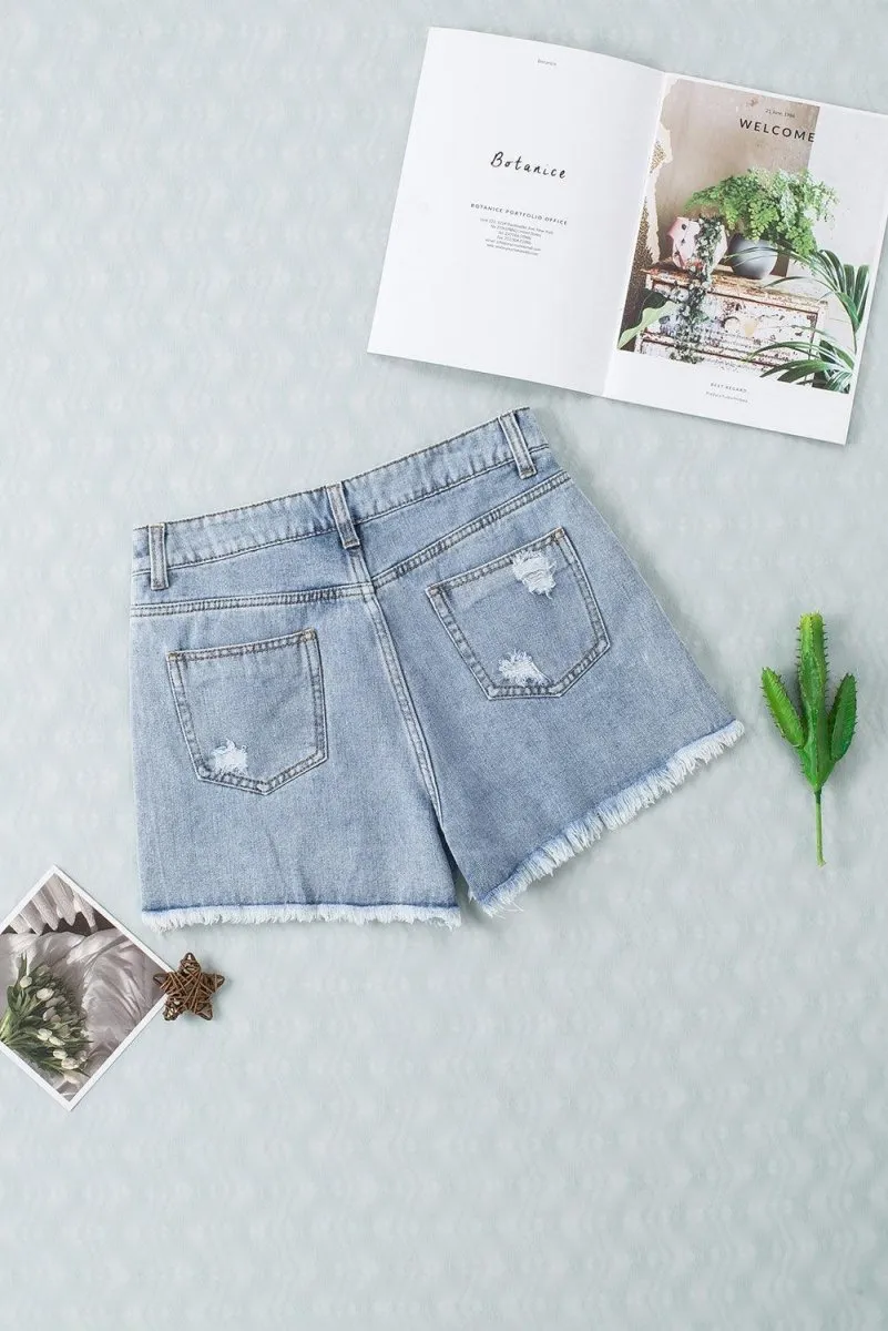 Dazzling Lynn Rhinestone Tassel Denim Shorts