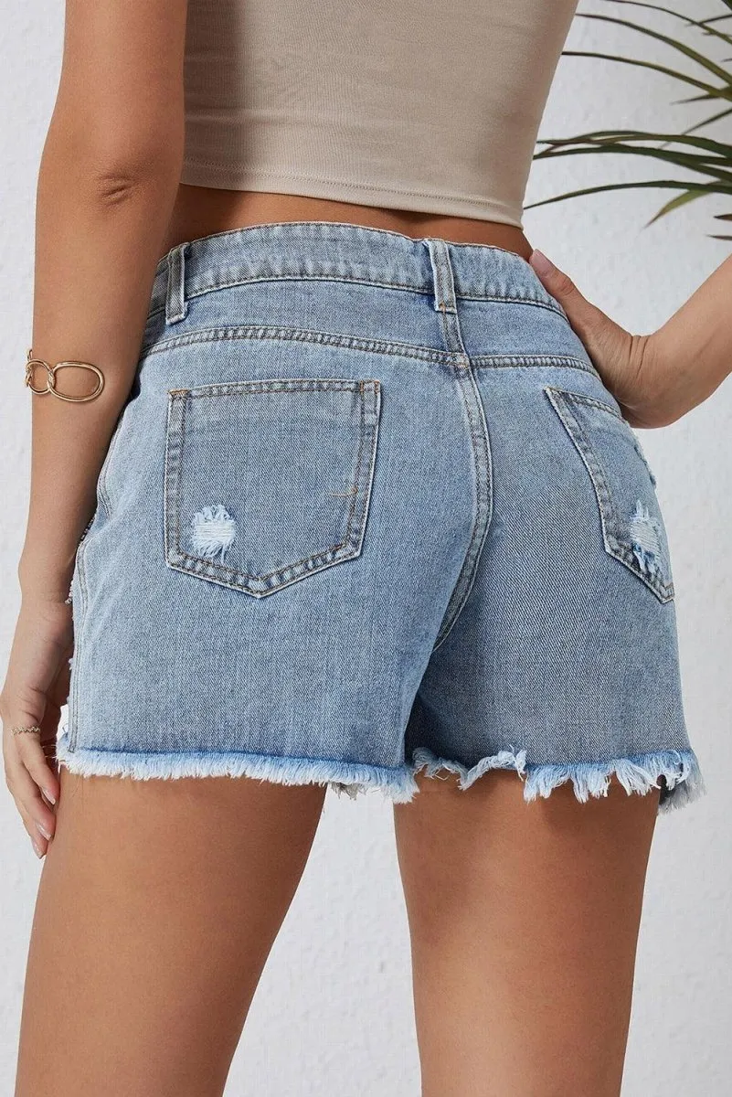 Dazzling Lynn Rhinestone Tassel Denim Shorts