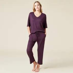 Dream Relaxed V-Neck With Capri Lounge Set - Fig