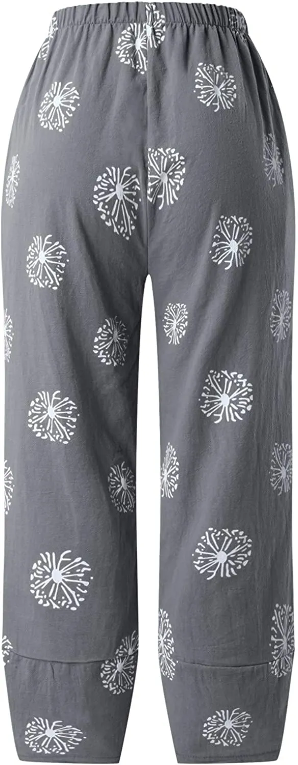 DressBetty - Capri Dandelion Pants for Summer Beach Elastic Waist Cropped Pants