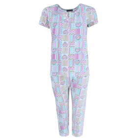 Elegant Emily Women's Patchwork Hearts Capri Set