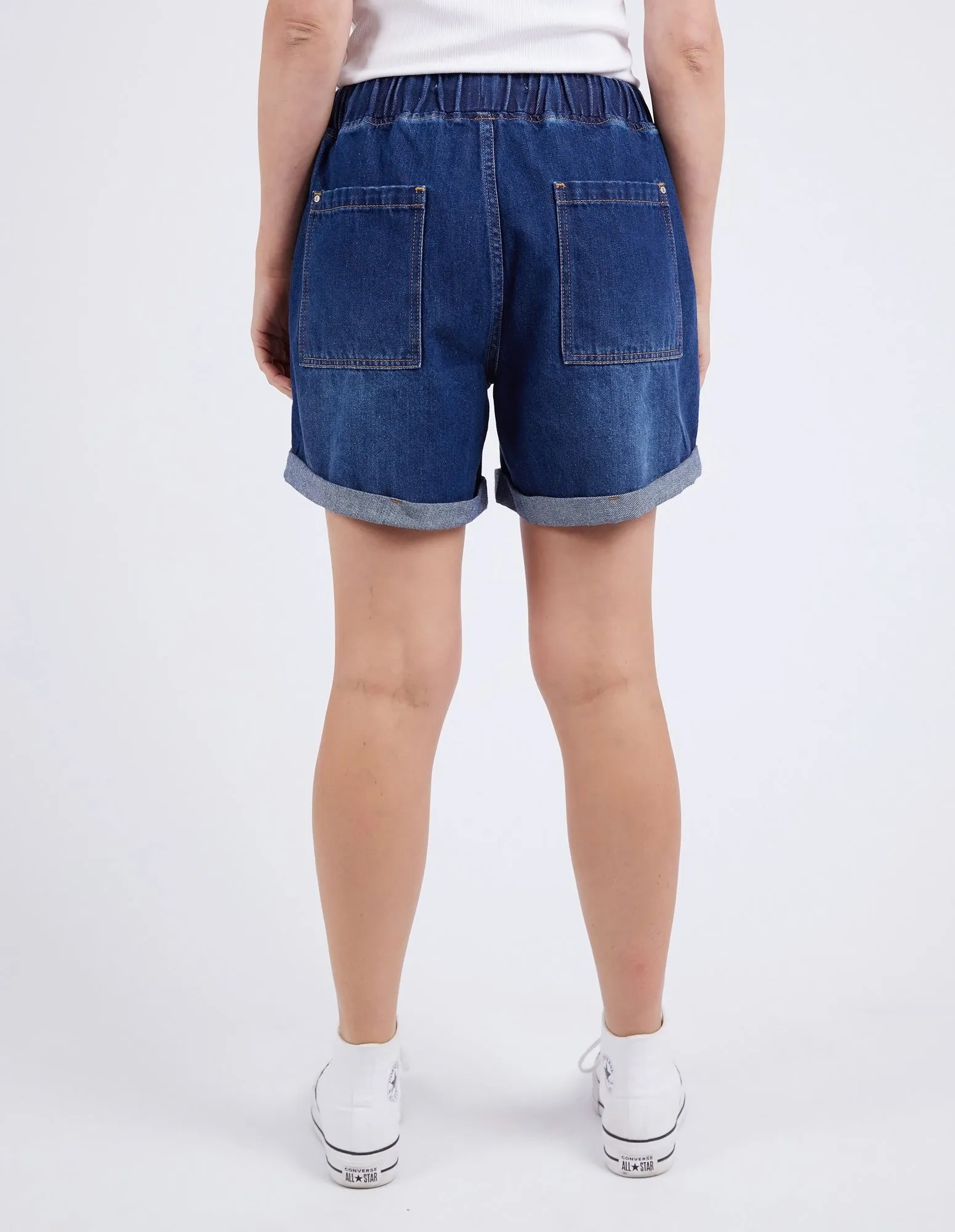 Elm Emma Relaxed Denim Short Dark Blue Wash