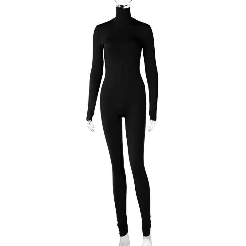 Fall Solid Long Sleeves yoga Rompers Women Ladies jogging wear new style One Piece stretch bodycon Jumpsuit