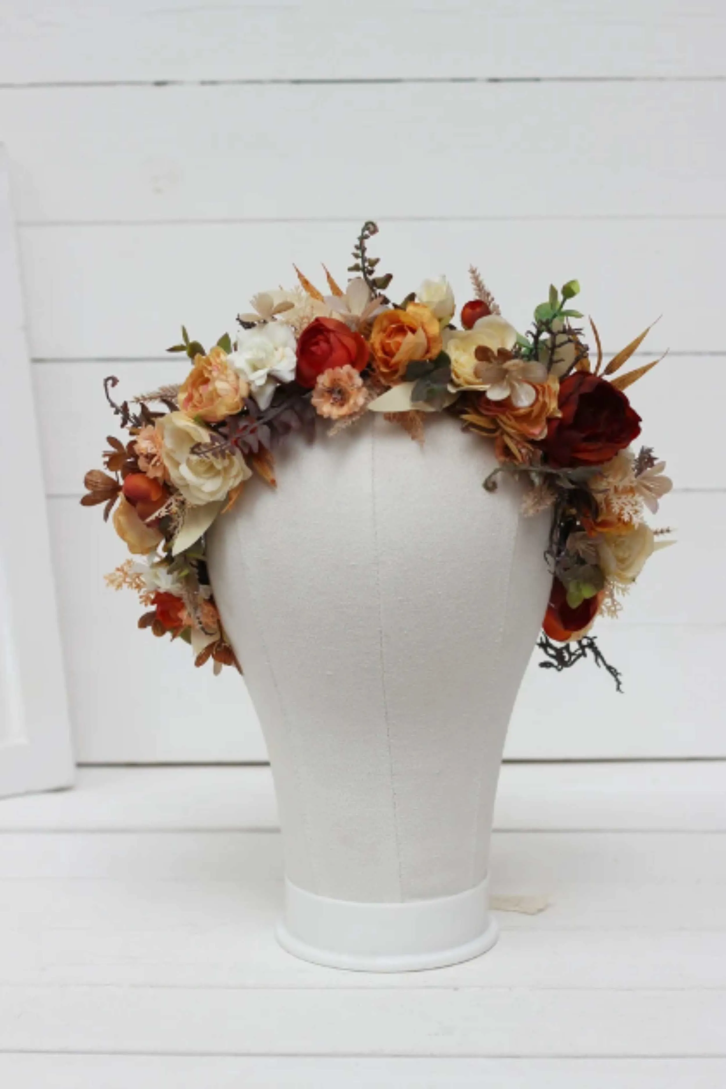 Flower Crown - Orange, Ivory and Rust