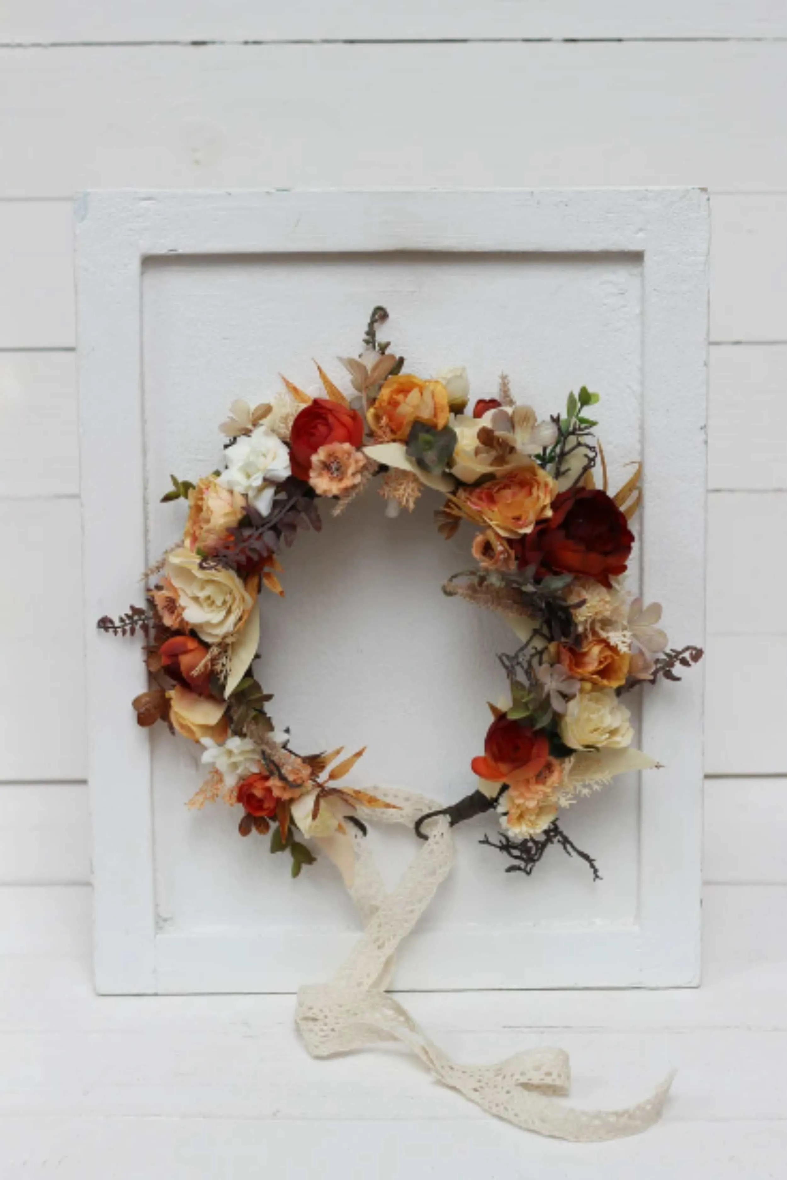 Flower Crown - Orange, Ivory and Rust