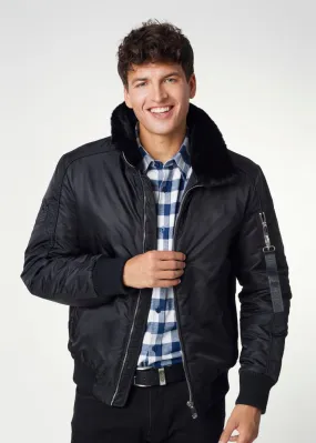 Fur Imitation Classic Black Men's Winter Jacket