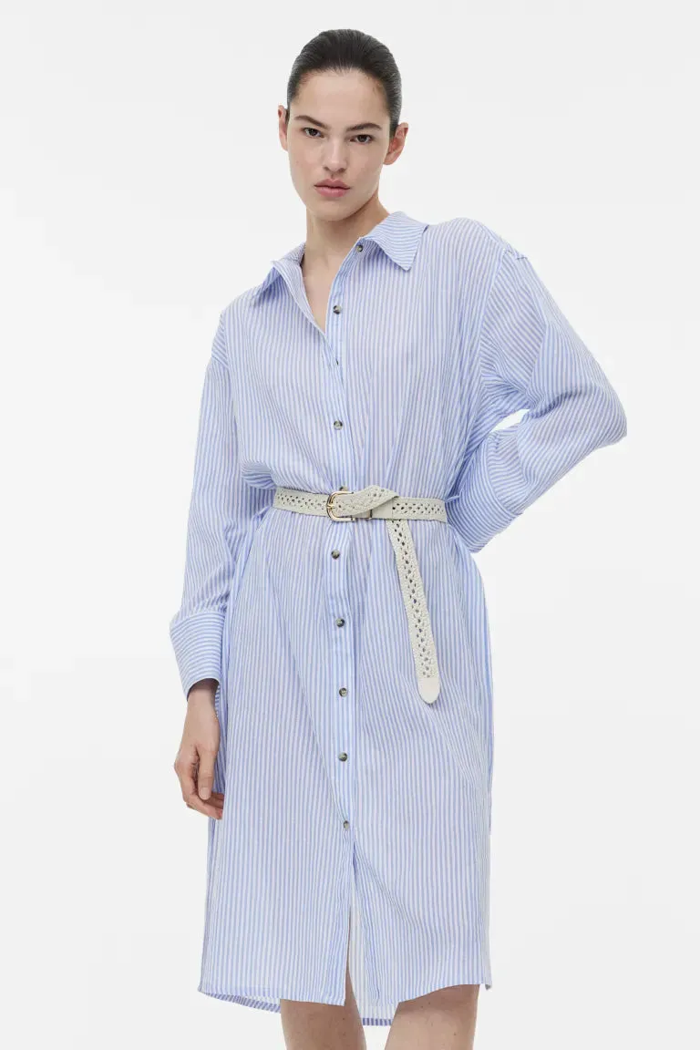 H&M crepe shirtdress, blue/stripe