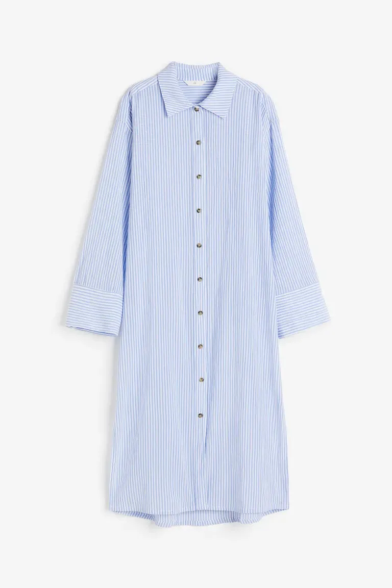 H&M crepe shirtdress, blue/stripe