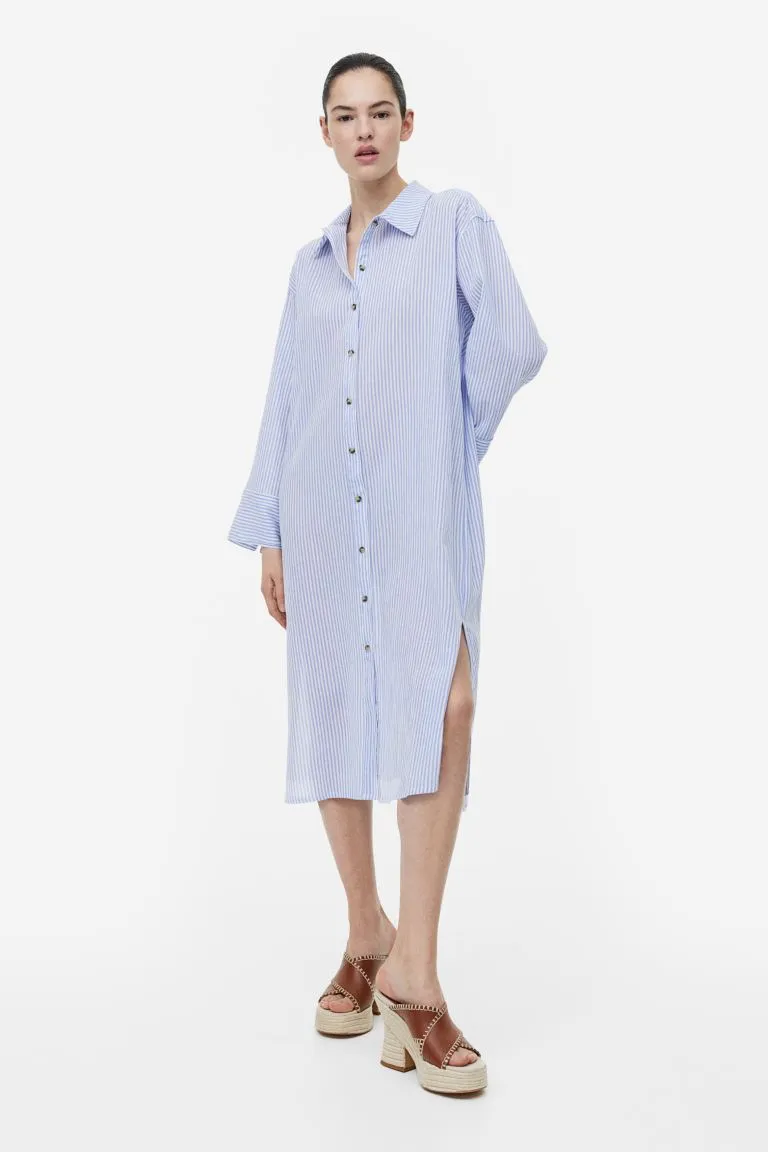 H&M crepe shirtdress, blue/stripe