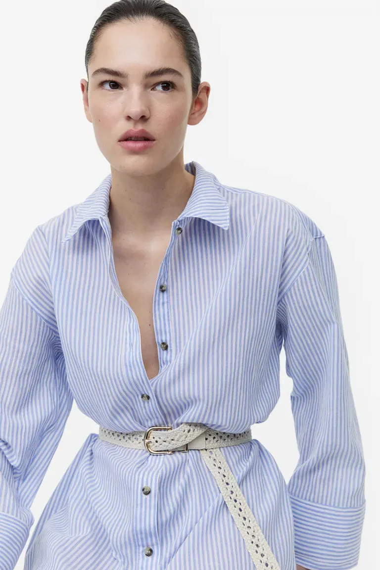 H&M crepe shirtdress, blue/stripe