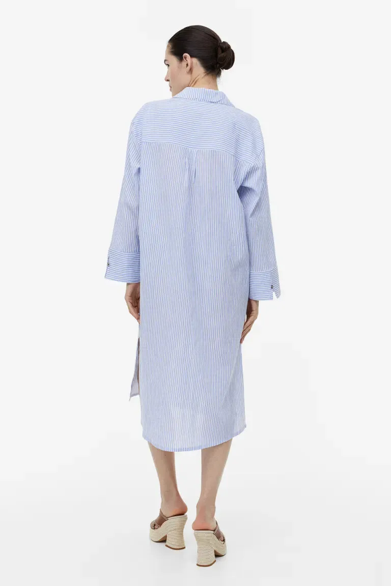 H&M crepe shirtdress, blue/stripe