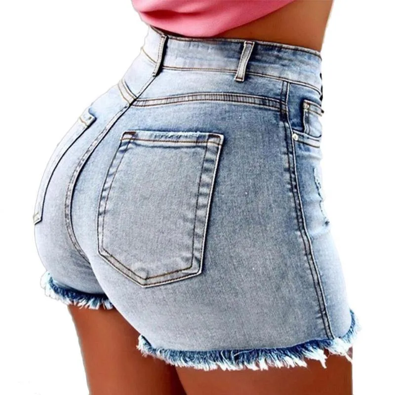 High Waist Shorts Washed Holes