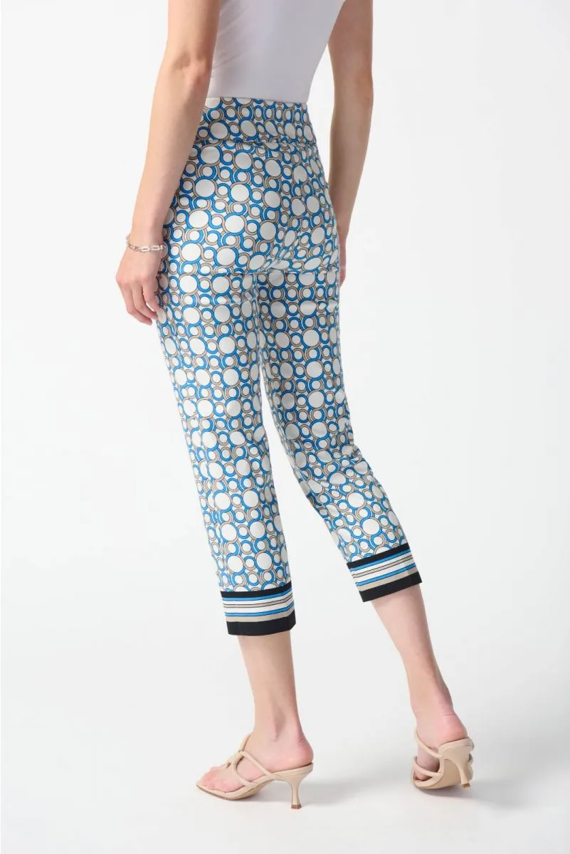 Joseph Ribkoff Vanilla/Multi Geoometric Print Pull On Capri Pants 242148