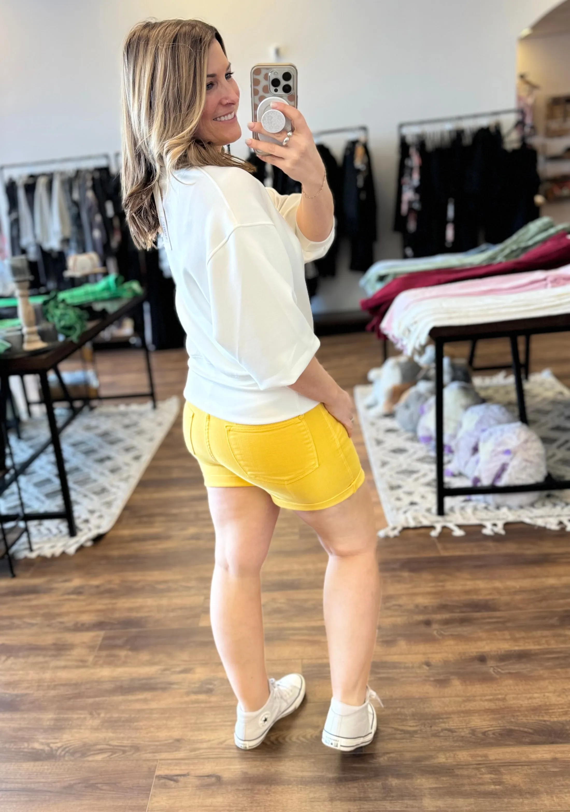 Judy Blue - Canary Yellow High Rise Tummy Control Shorts