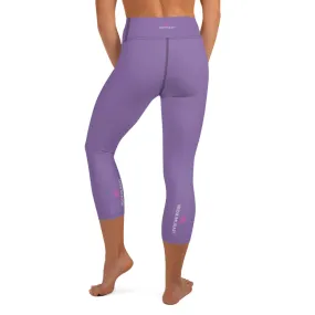 Light Purple Yoga Capri Leggings, Solid Pastel Purple Color Women's Elastic Workout Capris Tights - Made in USA/EU/MX