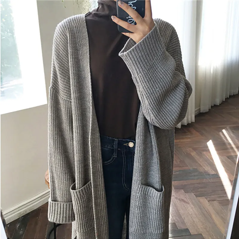 Long Sweater Cardigan Women Korean Loose