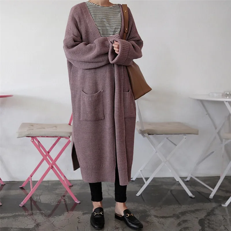 Long Sweater Cardigan Women Korean Loose