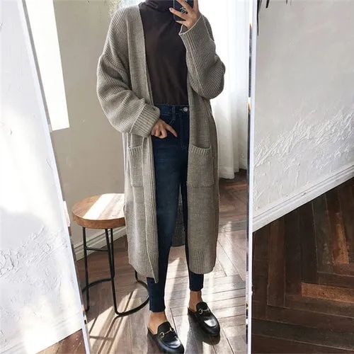 Long Sweater Cardigan Women Korean Loose