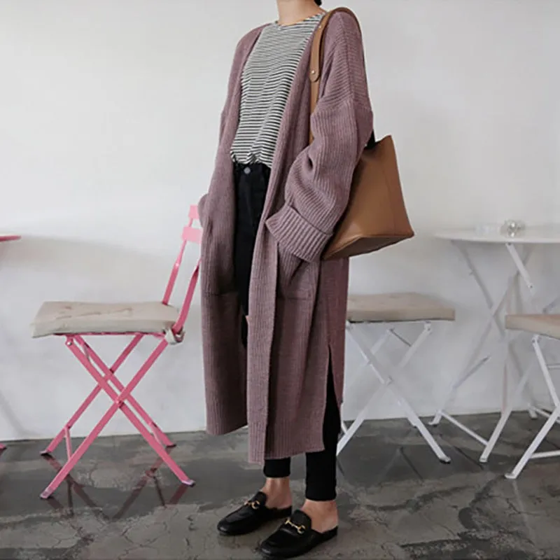 Long Sweater Cardigan Women Korean Loose