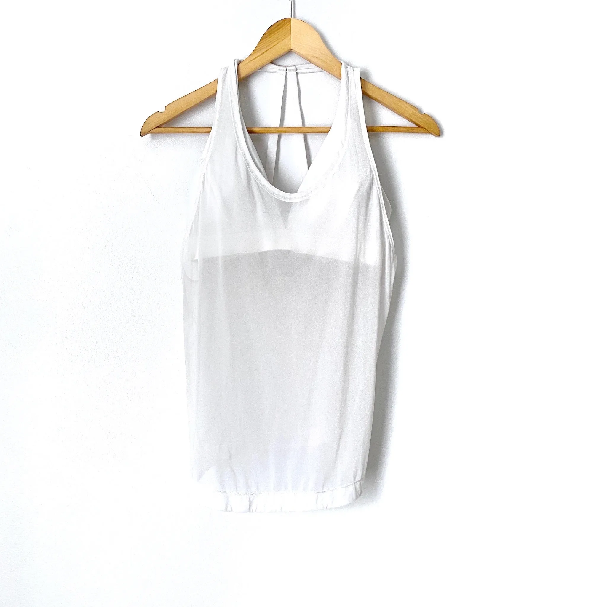 Lululemon White Sheer Exposed Back Built In Bra Tank- Size ~ S