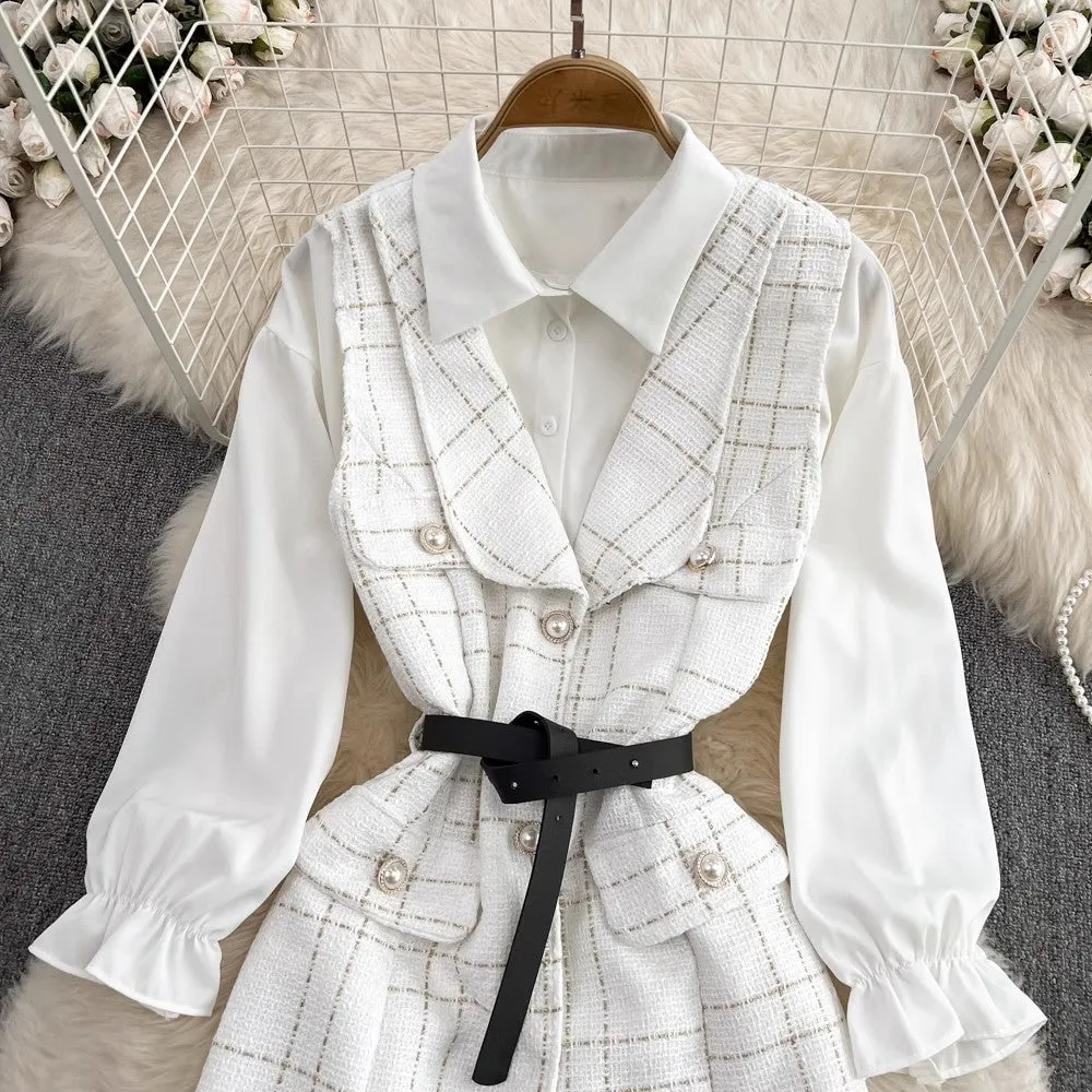 mid-length two-piece white shirt      S4023