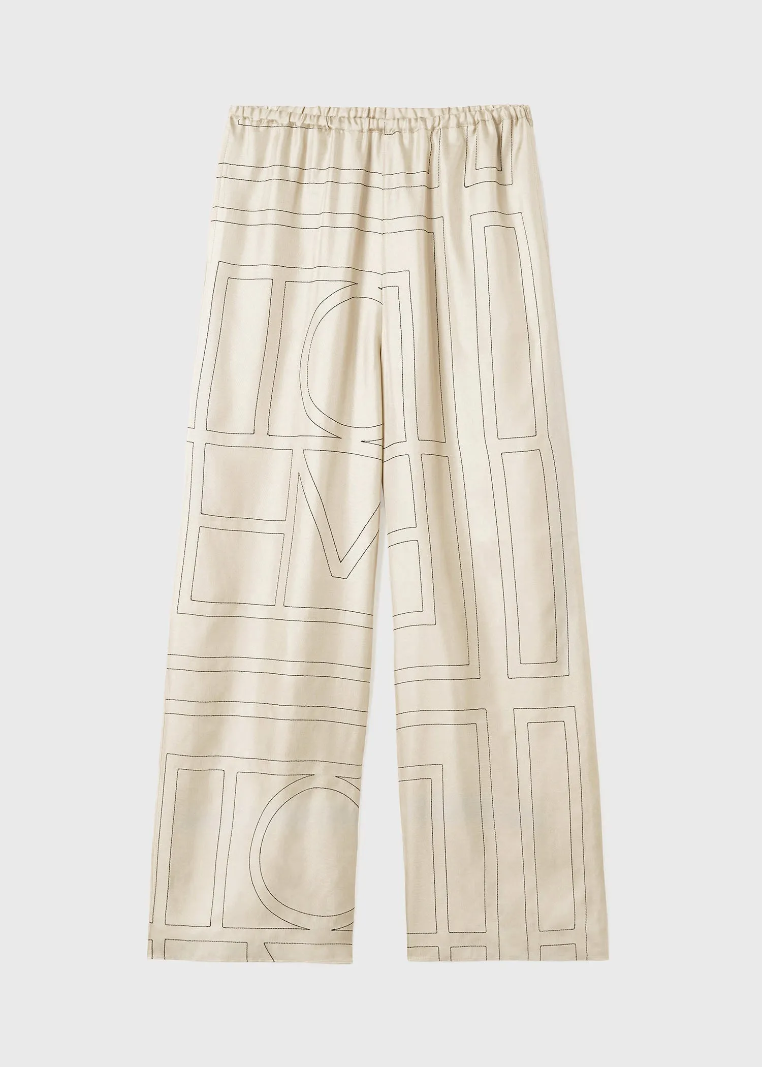 Monogram silk pj bottoms ivory