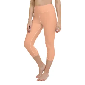 Nude Color Yoga Capri Leggings, Solid Nude Pink Color Designer Capris Tights-Made in USA/EU/MX