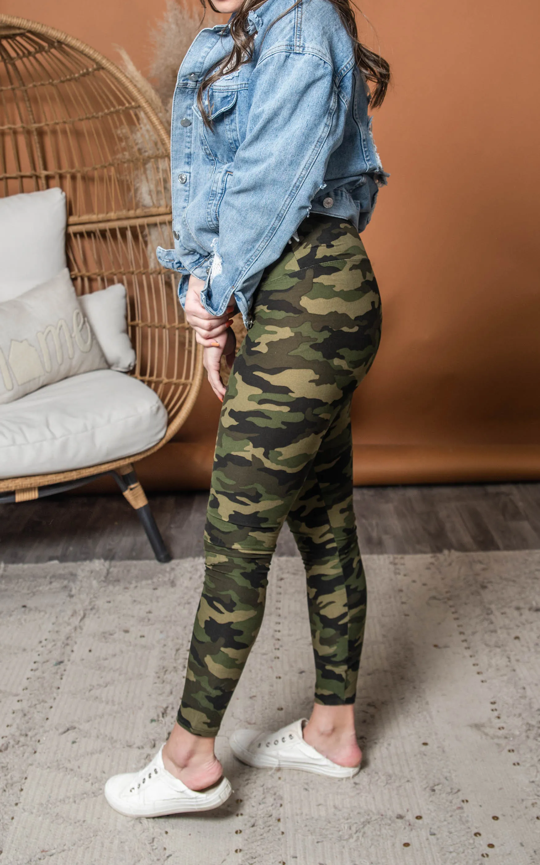 Olive Camo Yoga Leggings - Final Sale