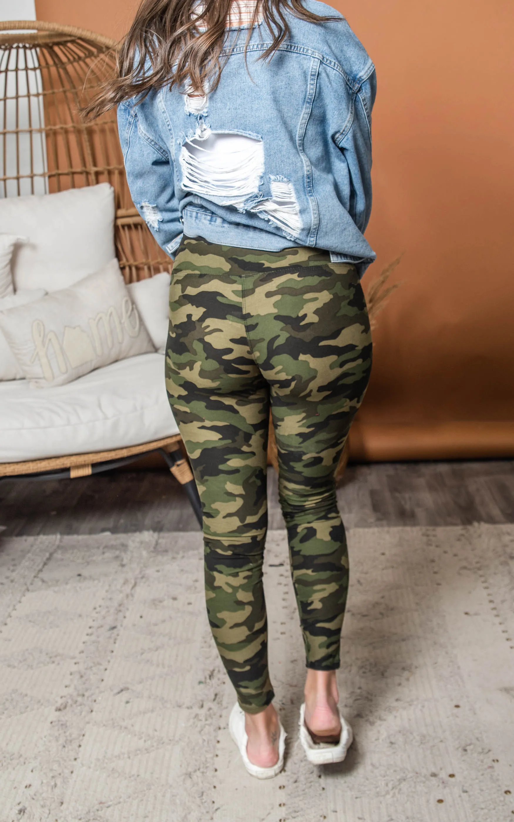 Olive Camo Yoga Leggings - Final Sale