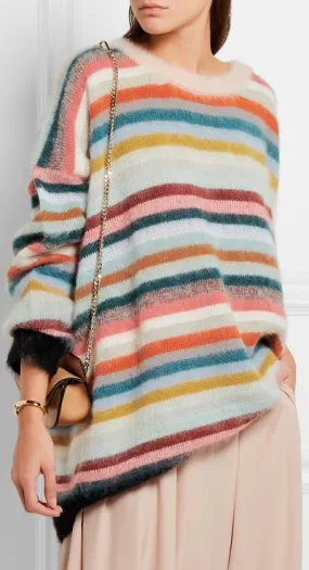 Oversized Colorful Striped Knit Sweater