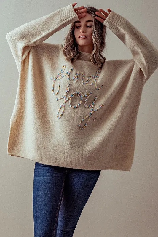 Oversized "Find Joy" Knit Sweater