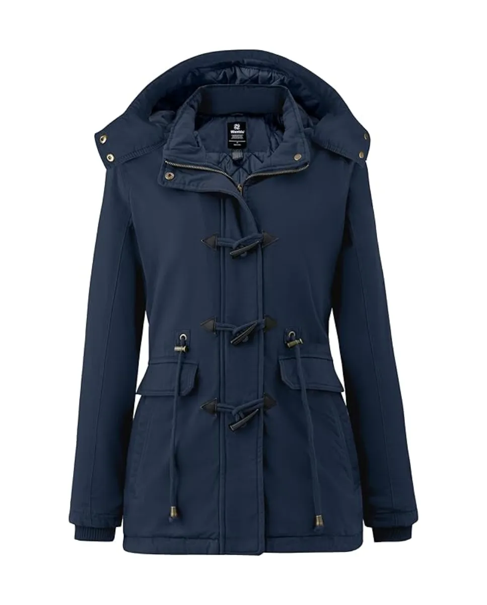 Parka de invierno para mujer con capucha desmontable