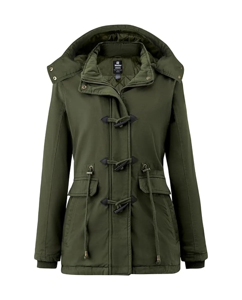 Parka de invierno para mujer con capucha desmontable