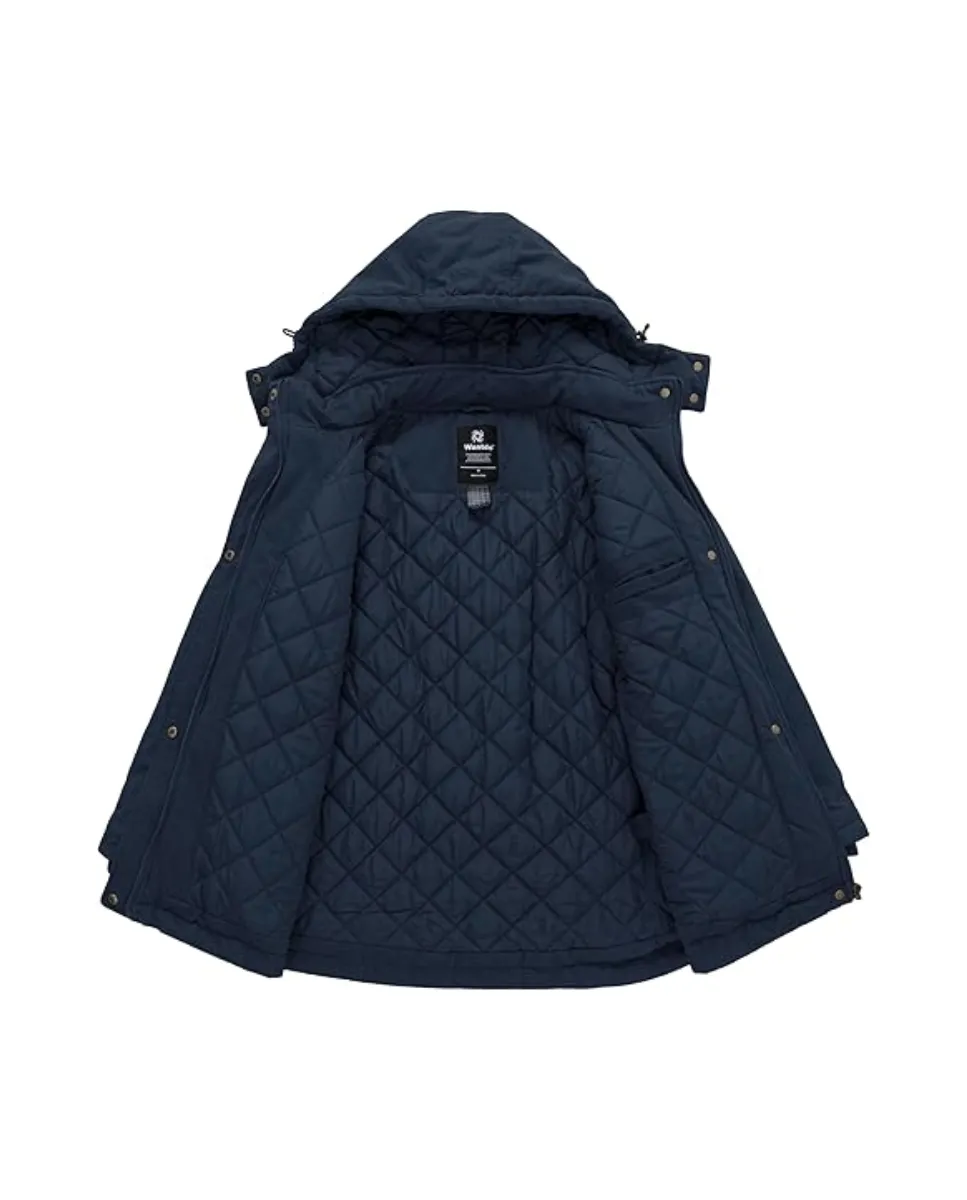 Parka de invierno para mujer con capucha desmontable